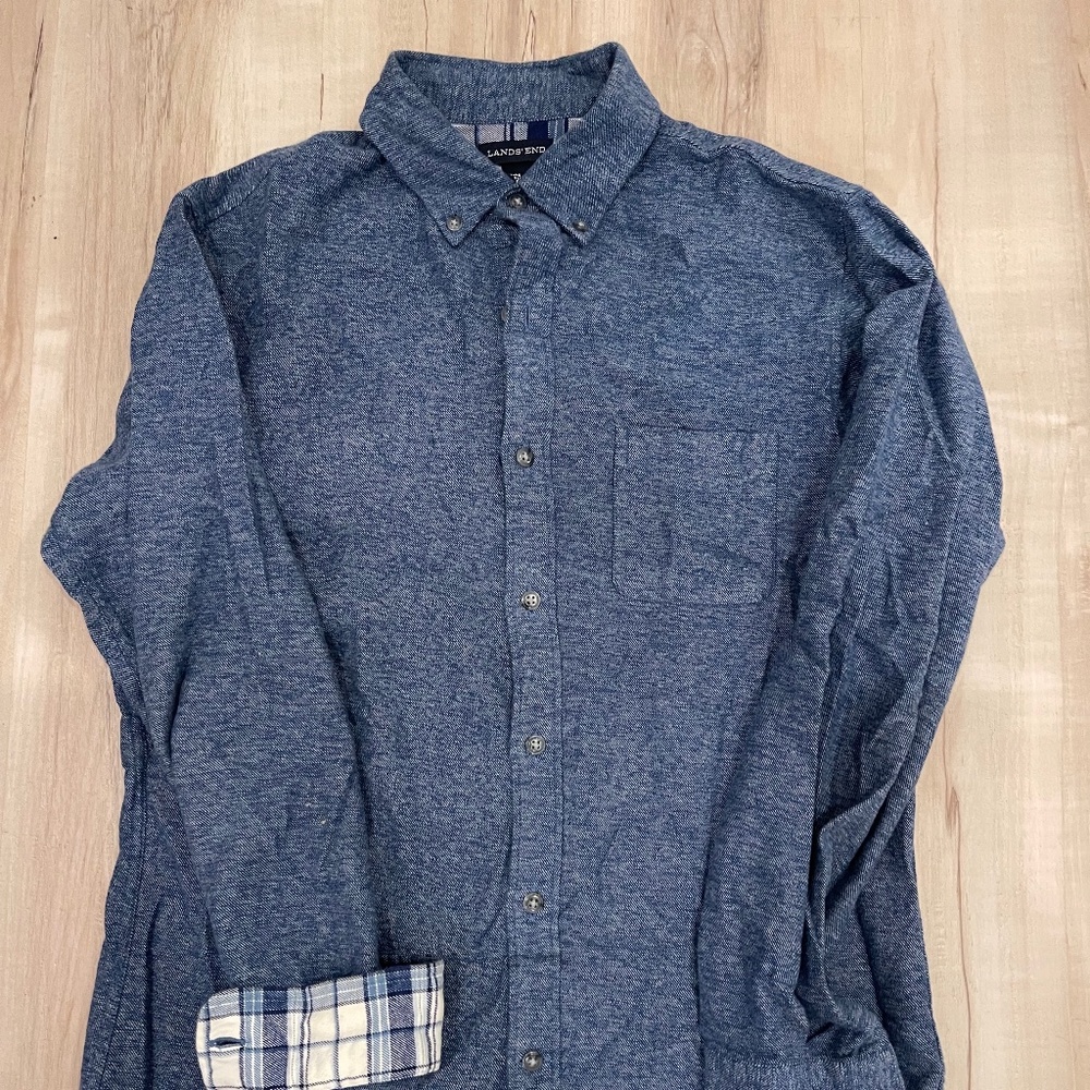 Lands End Flannel Button Down medium slim